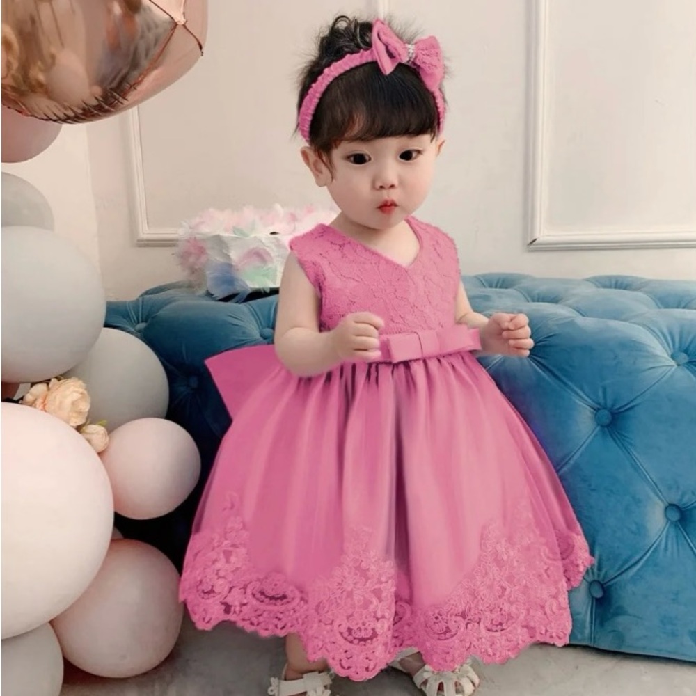Elegant Pink Lace Kids Formal Dress